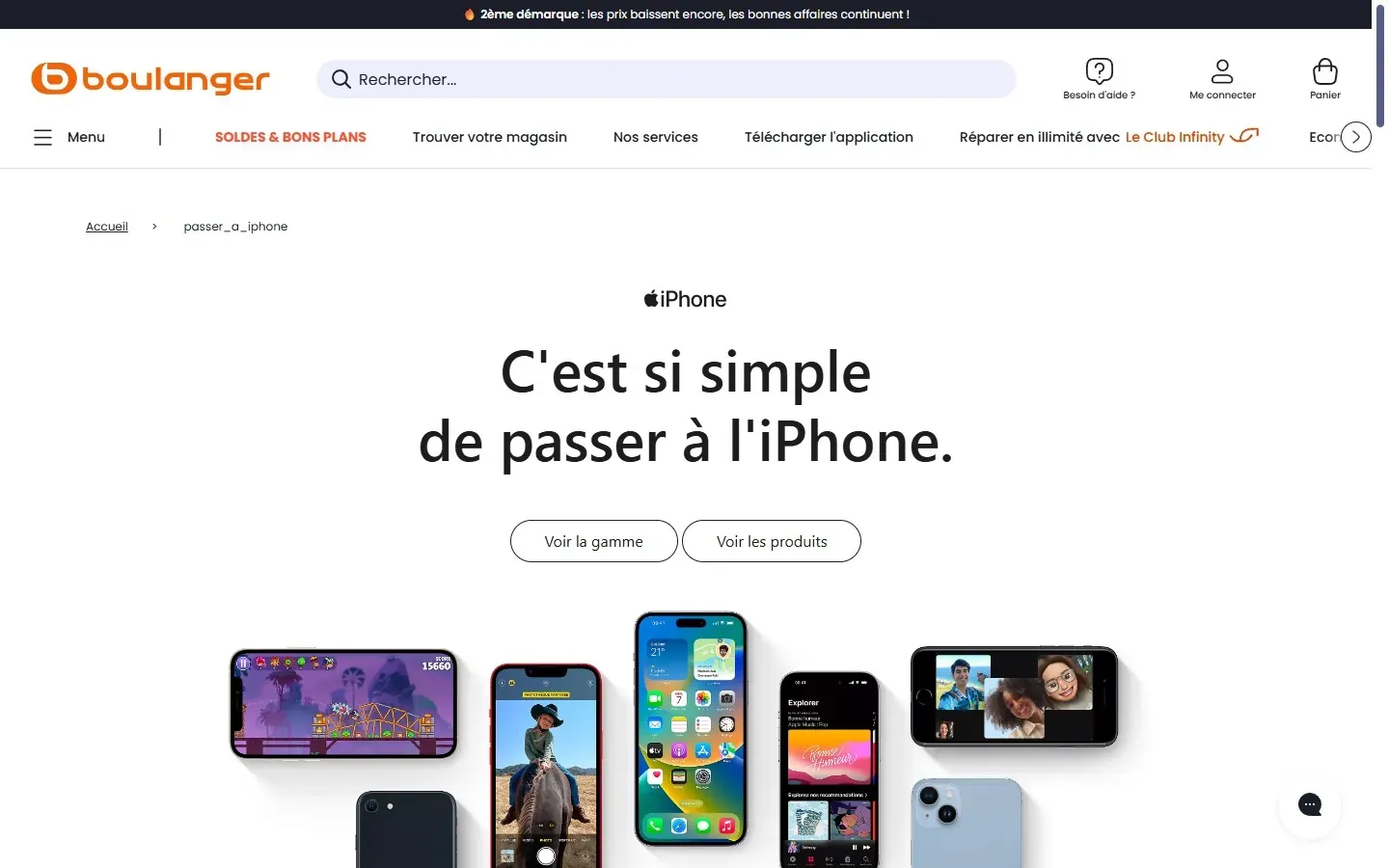 Interface e-commerce Apple intégrée pour Boulanger