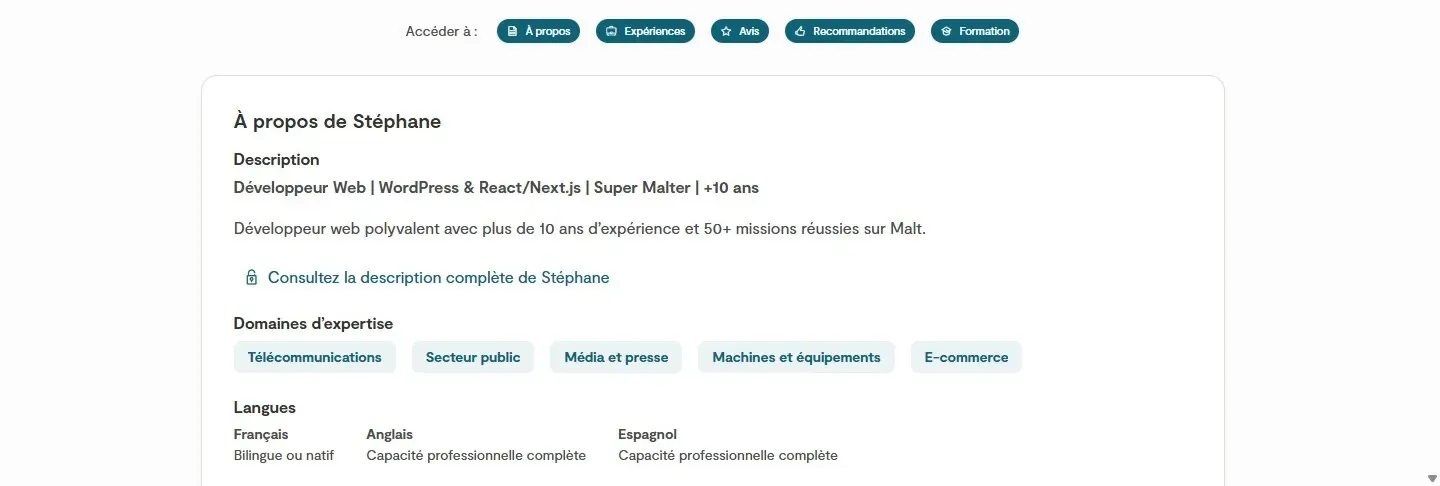 Profil Malt de Stéphane — 4,9/5 sur 50 avis, 57 projets, Super Malter